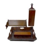 A group of wooden items, including a book stand, 43 by 23 by 13 cm high. (4)