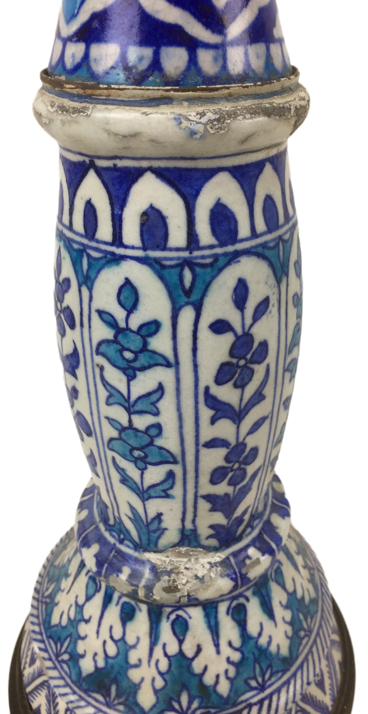 A Persian / Continental ceramic lamp base, wired for electricity in the early 20th century, - Bild 5 aus 5