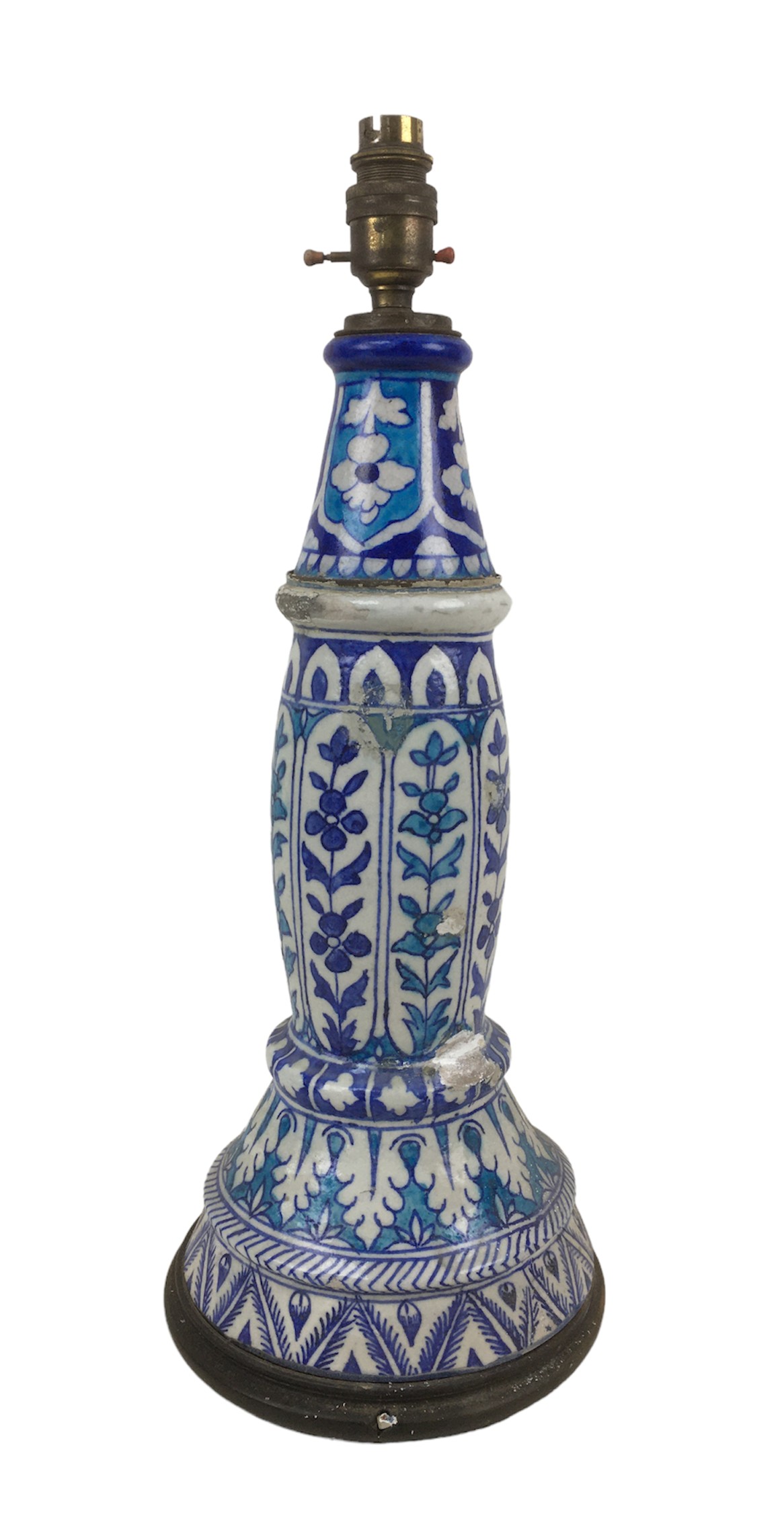A Persian / Continental ceramic lamp base, wired for electricity in the early 20th century, - Bild 2 aus 5