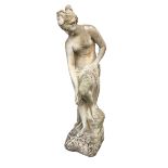 A garden stoneware ornamental statue of a neo-classical style female nude, 91cm high.