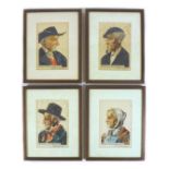 Pierre Jaillet (French, 1893-1957): A group of four portraits of French workers, 15.5 by 10.5cm,