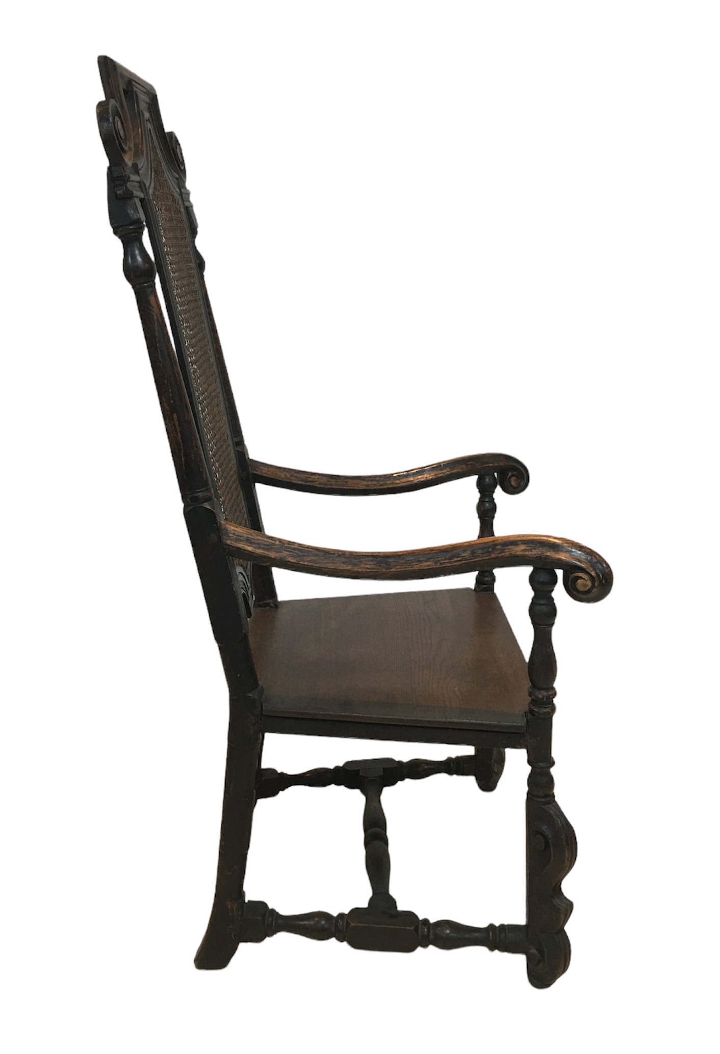 A collection of five dining and side chairs, including an 18th century oak open arm chair with - Bild 4 aus 4