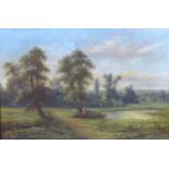 Ada Stone (British, 1879-1904): a 19th century river landscape scene, oil on canvas, signed lower