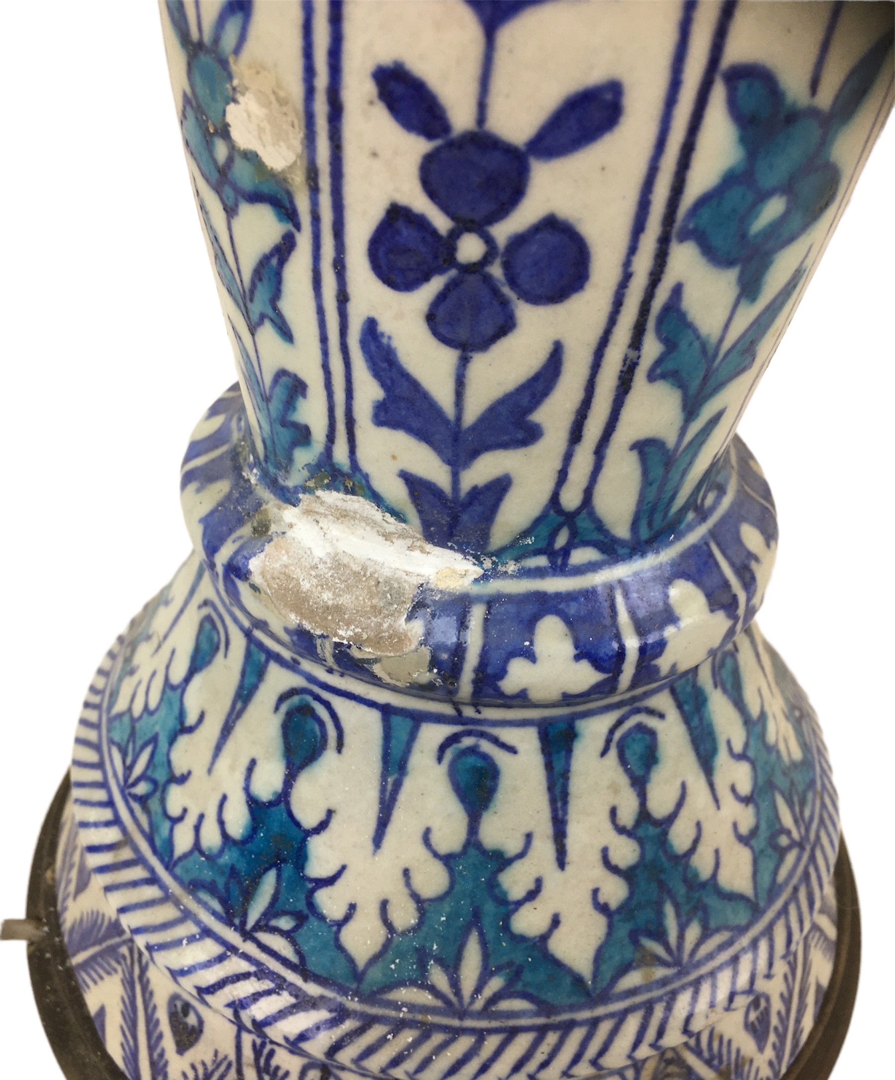 A Persian / Continental ceramic lamp base, wired for electricity in the early 20th century, - Bild 4 aus 5