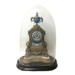 A Japy Freres & Co. mantel clock, with enamel and porcelain Roman numeral dial, bell strike