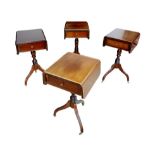 A group of four 20th century mahogany Pembroke tables, all with satinwood inlays, single drawer