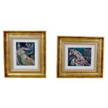 Gabor Miklossy (Romanian, 1912-1988): two oil on board studies of female reclining nudes, one