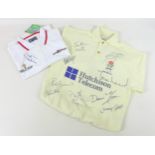 Two signed English Rugby Union shirts, including a sweatshirt signed by members of the 1993 squad,
