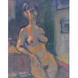 Gabor Miklossy (Romanian, 1912-1988): an impressionist study of a shadowy female nude in a resting