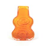 A Whitefriars Cello vase by Geoffrey Baxter, circa 1960, in tangerine glass, pattern number 9675,