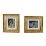 Gabor Miklossy (Romanian, 1912-1988): Two abstract oil on board studies of female nudes, both