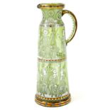 A 19th century Lobmeyr glass ewer, decorated with medieval courtly scenes, titled to a banner 'Der