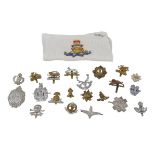 A collection of twenty-one British army cap badges