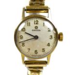 A 9ct gold cased Omega cocktail watch, with Arabic dial, dial 18mm diameter, 22mm across case