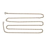 A 9ct gold fancy link chain necklace, 1.8mm wide, 78cm long, 9.1g.