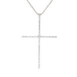 An 18ct white gold cross shaped pendant necklace, set with fifty nine round cut diamonds, each 0.