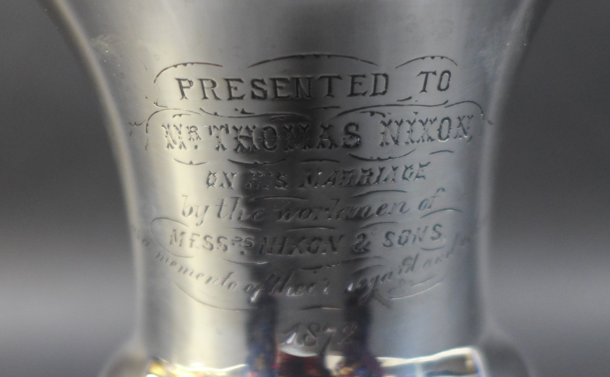 A William IV silver goblet, with later presentation inscription 'Presented to Mr. thomas Nixon on - Image 2 of 8