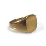 A 9ct gold signet ring, with blank cartouche, size V/W, 3.4g,