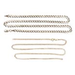 A 9k gold kerb link necklace, 7.6g, 0.4 by 50.5cm long, together with an Italian 9k gold kerb link