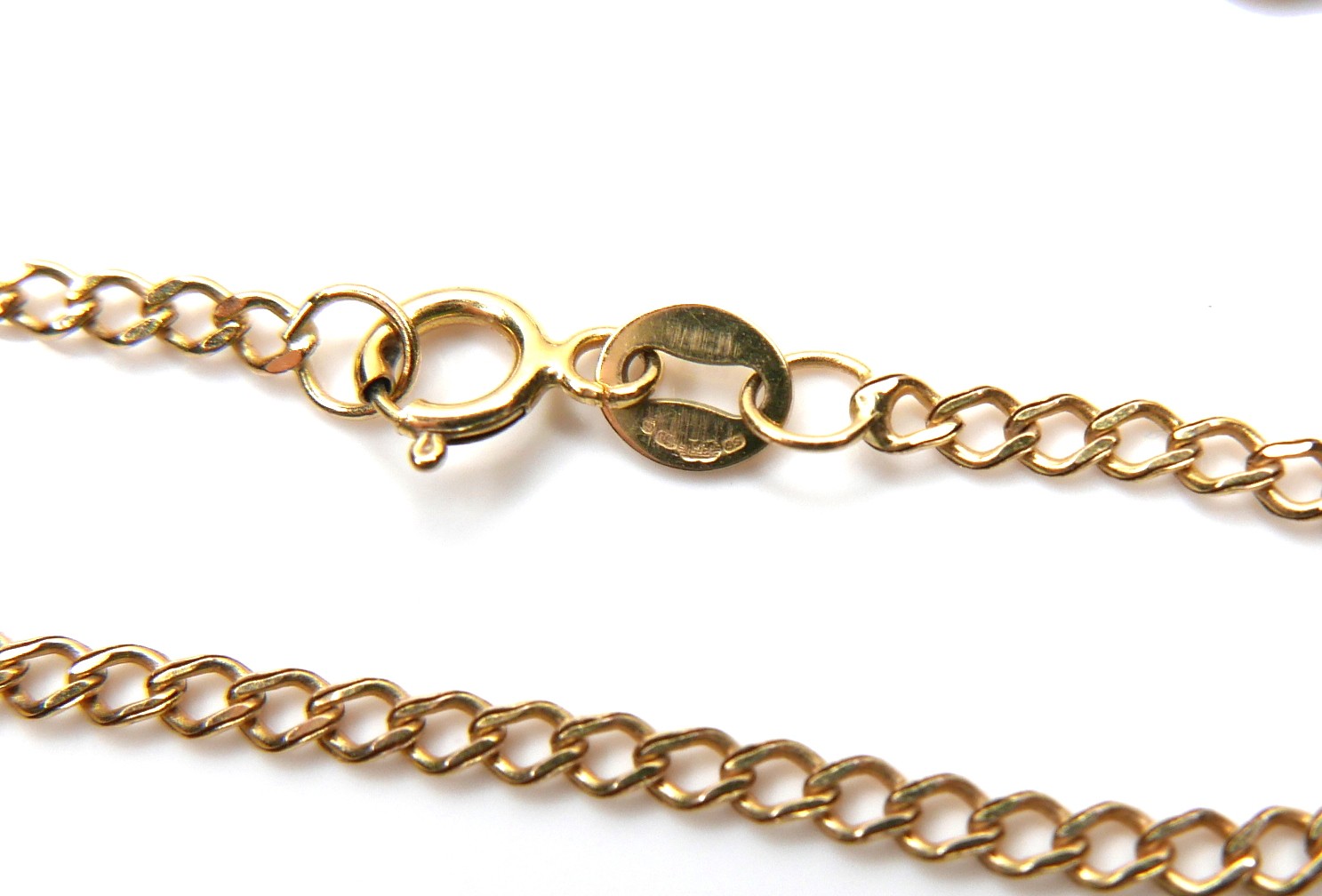 A 9k gold kerb link necklace, 7.6g, 0.4 by 50.5cm long, together with an Italian 9k gold kerb link - Image 3 of 3