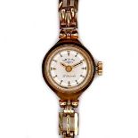 A 9ct gold Rotary lady's wristwatch, with circular silvered dial, gold batons, 21 jewel movement,
