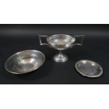 A collection of George V and later silver, comprising a twin handled bon bon dish, Martin, Hall & Co
