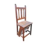 An Edwardian oak metamorphic chair / set of library steps, 44 by 35 by 107.5cm high.