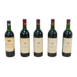 Vintage wine: five bottles of Barton & Guestier Margaux, one 1984, one 1986, three from 1987. (5)