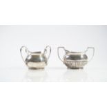 TWO SILVER TWIN HANDLED SUGAR BOWLS (2)