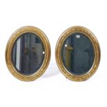 A PAIR OF VICTORIAN GILT FRAMED OVAL MIRRORS (2)