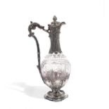 A VICTORIAN SILVER MOUNTED GLASS CLARET JUG