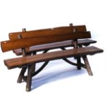 A PAIR OF HARDWOOD BENCHES (2)