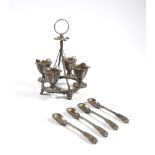 A WILLIAM IV SILVER EGG CRUET SET