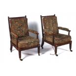 A PAIR OF EARLY 19TH CENTURY FAUX ROSEWOOD OPEN ARMCHAIRS