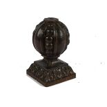 AN 18TH CENTURY CARVED OAK NEWEL POST FINIAL