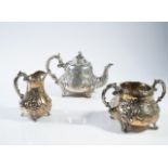 A VICTORIAN SILVER THREE PIECE TEA SET