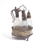 A GEORGE III SILVER FIVE BOTTLE CRUET FRAME