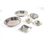 A PAIR OF SILVER DISHES AND FOUR FURTHER DISHES (6)