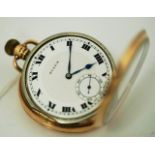 A ROLEX 9CT GOLD CASED, KEYLESS WIND, OPENFACED GENTLEMAN'S POCKET WATCH