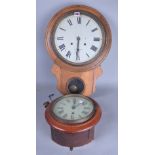 AN EARLY 20TH CENTURY WALNUT CASED DROP DIAL WALL CLOCK (2)