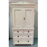 AN 18TH CENTURY STYLE WHITE PAINTED LINEN PRESS