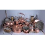 A LARGE QUANTITY OF MOSTLY VICTORIAN AND LATTER COPPER AND BRASS WARES