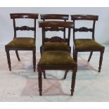 A SET OF FOUR VICTORIAN MAHOGANY BAR BACK DINING CHAIRS (4)