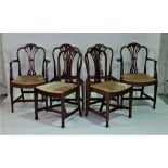 A SET OF SIX GEORGE III STYLE MAHOGANY DINING CHAIRS (6)
