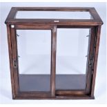 AN EARLY 20TH CENTURY STAINED BEECH AND GLASS TABLE TOP DISPLAY CABINET