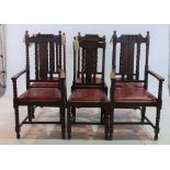 A SET OF SIX EARLY 20TH CENTURY OAK HIGHBACK DINING CHAIRS