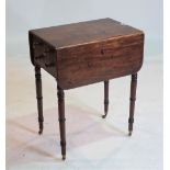 A VICTORIAN MAHOGANY TWO DRAWER DROP FLAP WORK TABLE