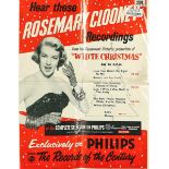 A PHILIPS ROSEMARY CLOONEY RECORDINGS WHITE CHRISTMAS PROMO POSTER