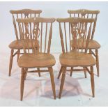 A SET OF FOUR MODERN STAINED BEECH DINING CHAIRS