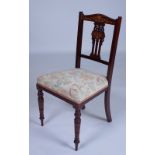 AN EDWARDIAN INLAID ROSEWOOD SIDE CHAIR